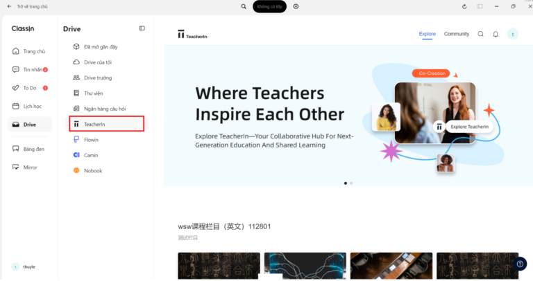 Ổ lưu trữ dữ liệu Drive trên ứng dụng ClassIn - ClassIn Việt Nam