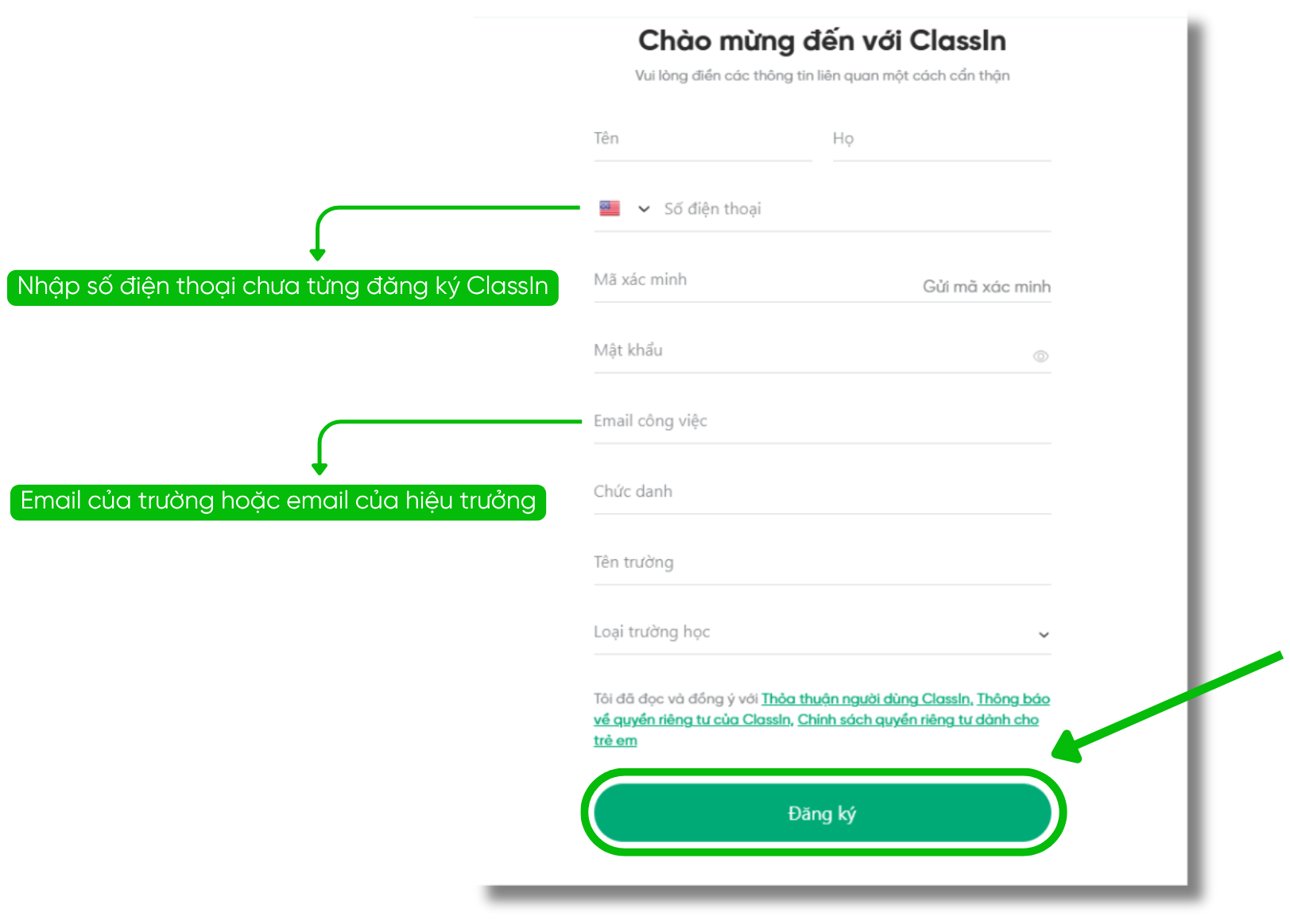 Đăng ký & xác minh tài khoản trường 7 ClassIn Admin Trinh 2
