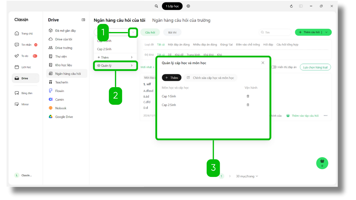 Sử dụng Ngân hàng câu hỏi (Question bank) 2 ClassIn Student Sac Le 43