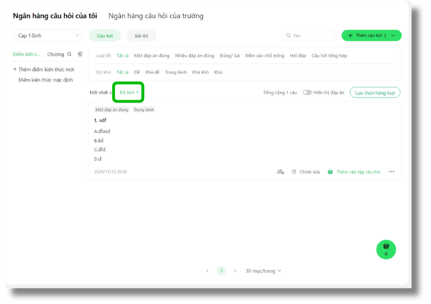 Sử dụng Ngân hàng câu hỏi (Question bank) 6 ClassIn Student Sac Le 45