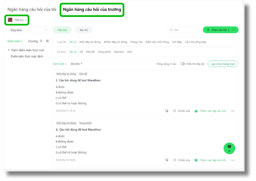 Sử dụng Ngân hàng câu hỏi (Question bank) 19 ClassIn Student Sac Le 49