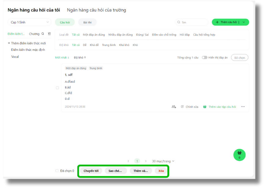 Sử dụng Ngân hàng câu hỏi (Question bank) 11 ClassIn Student Sac Le 53