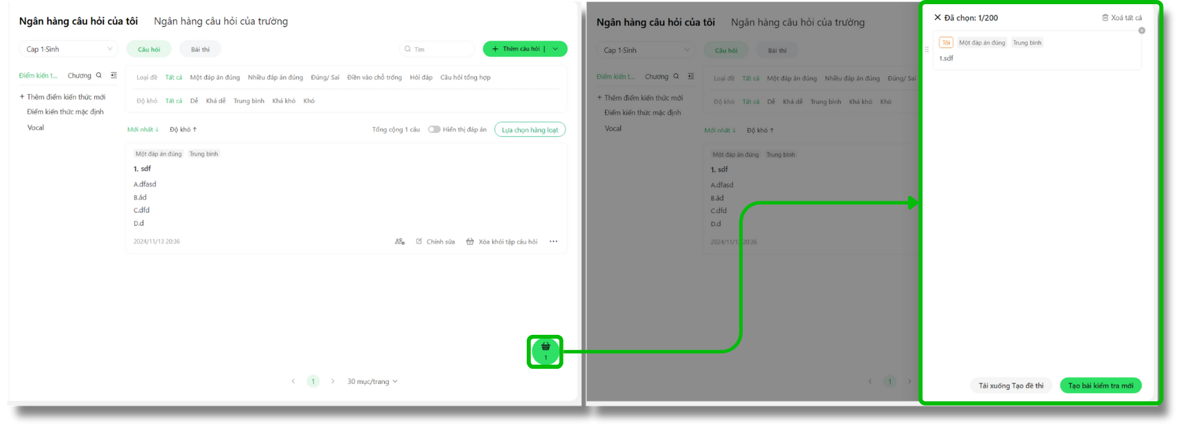 Sử dụng Ngân hàng câu hỏi (Question bank) 12 ClassIn Student Sac Le 55
