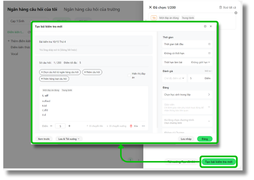 Sử dụng Ngân hàng câu hỏi (Question bank) 13 ClassIn Student Sac Le 56