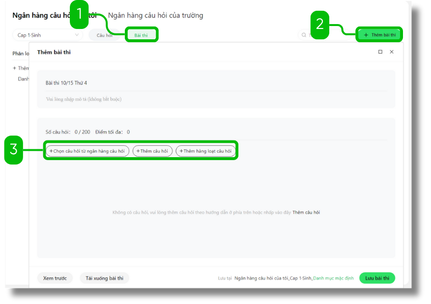 Sử dụng Ngân hàng câu hỏi (Question bank) 15 ClassIn Student Sac Le 58