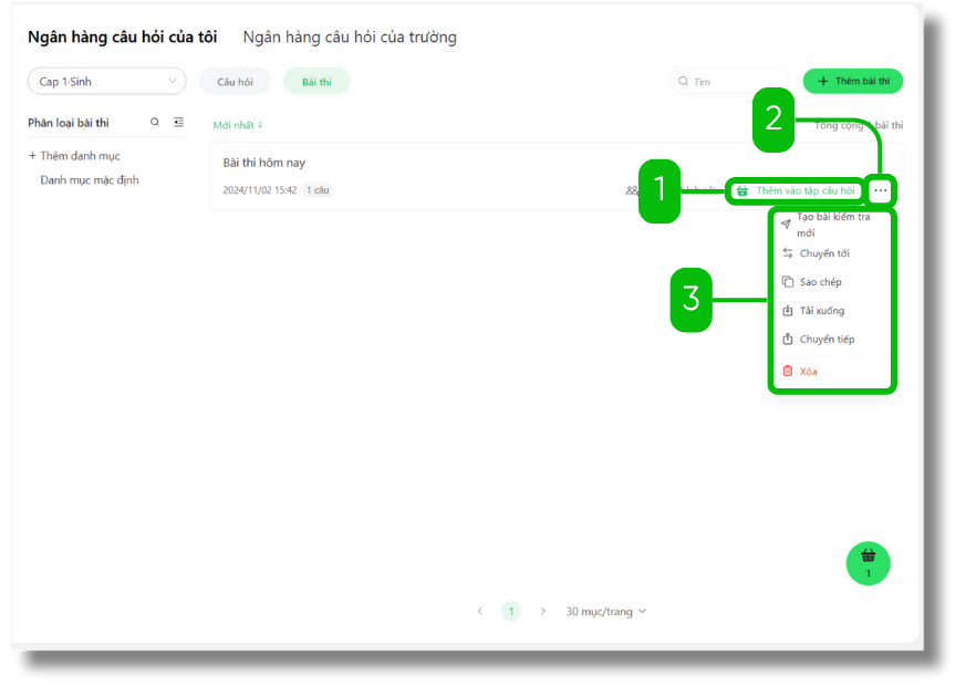 Sử dụng Ngân hàng câu hỏi (Question bank) 16 ClassIn Student Sac Le 59
