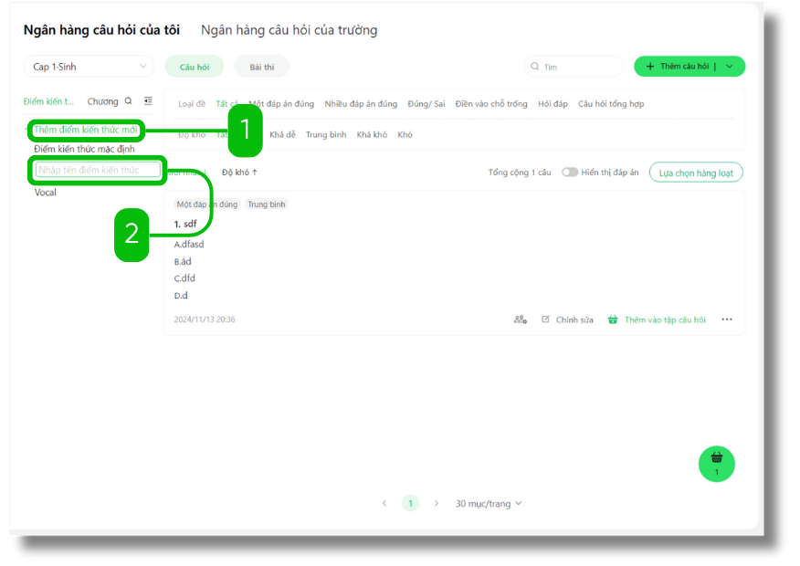 Sử dụng Ngân hàng câu hỏi (Question bank) 3 ClassIn Student Sac Le 62
