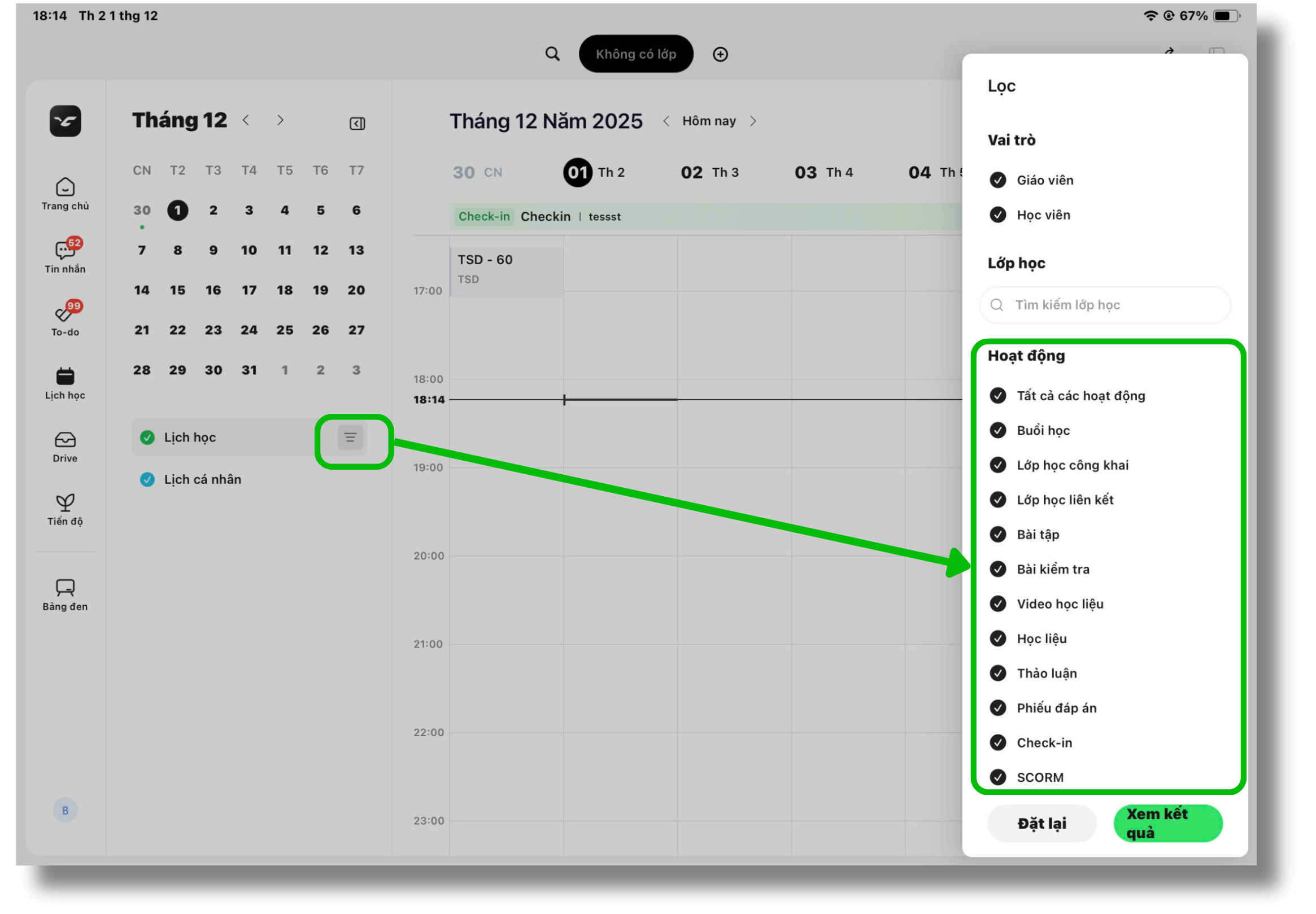Xem lịch học ClassIn trên iPad bước 3