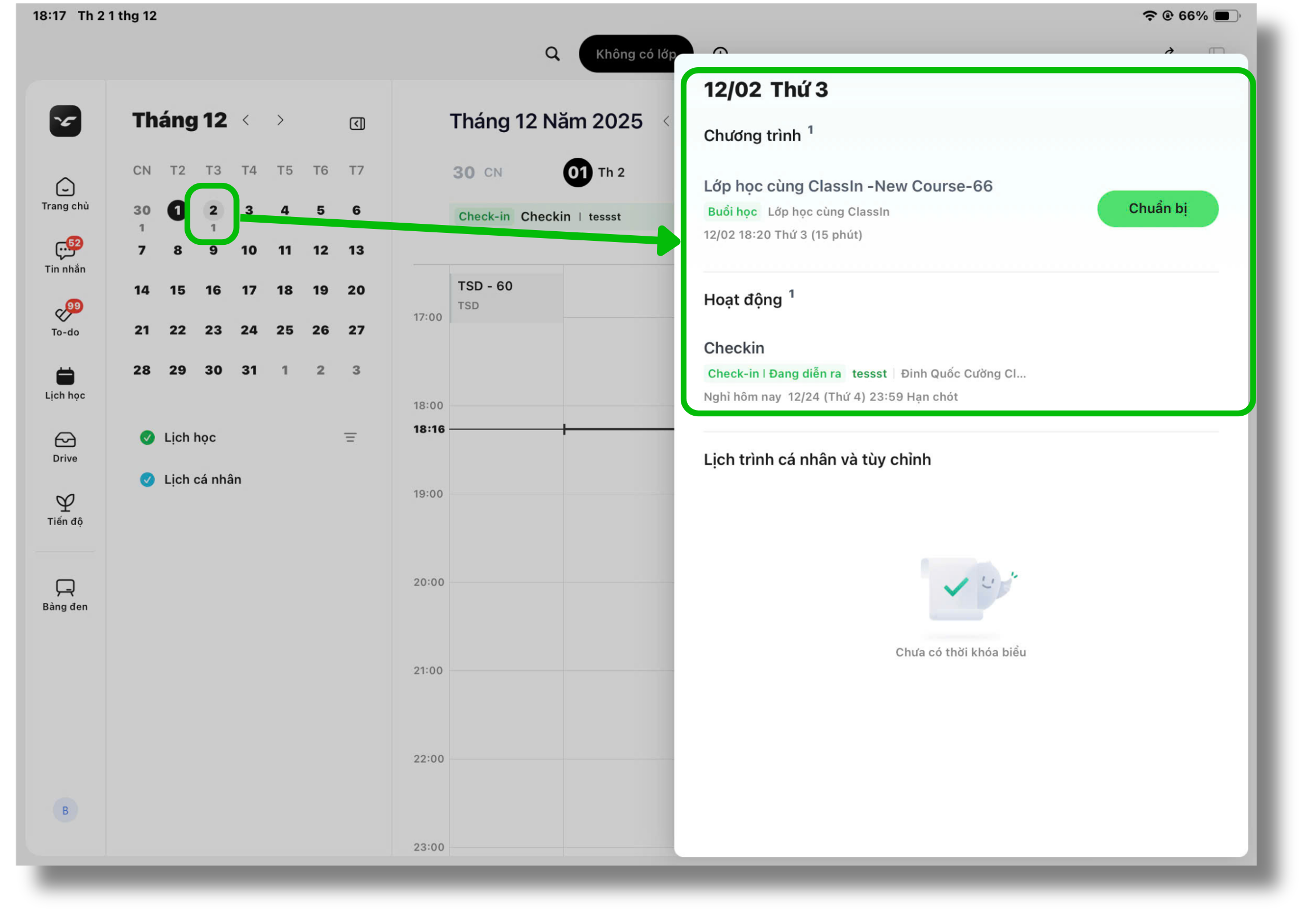 Xem lịch học ClassIn trên iPad bước 4