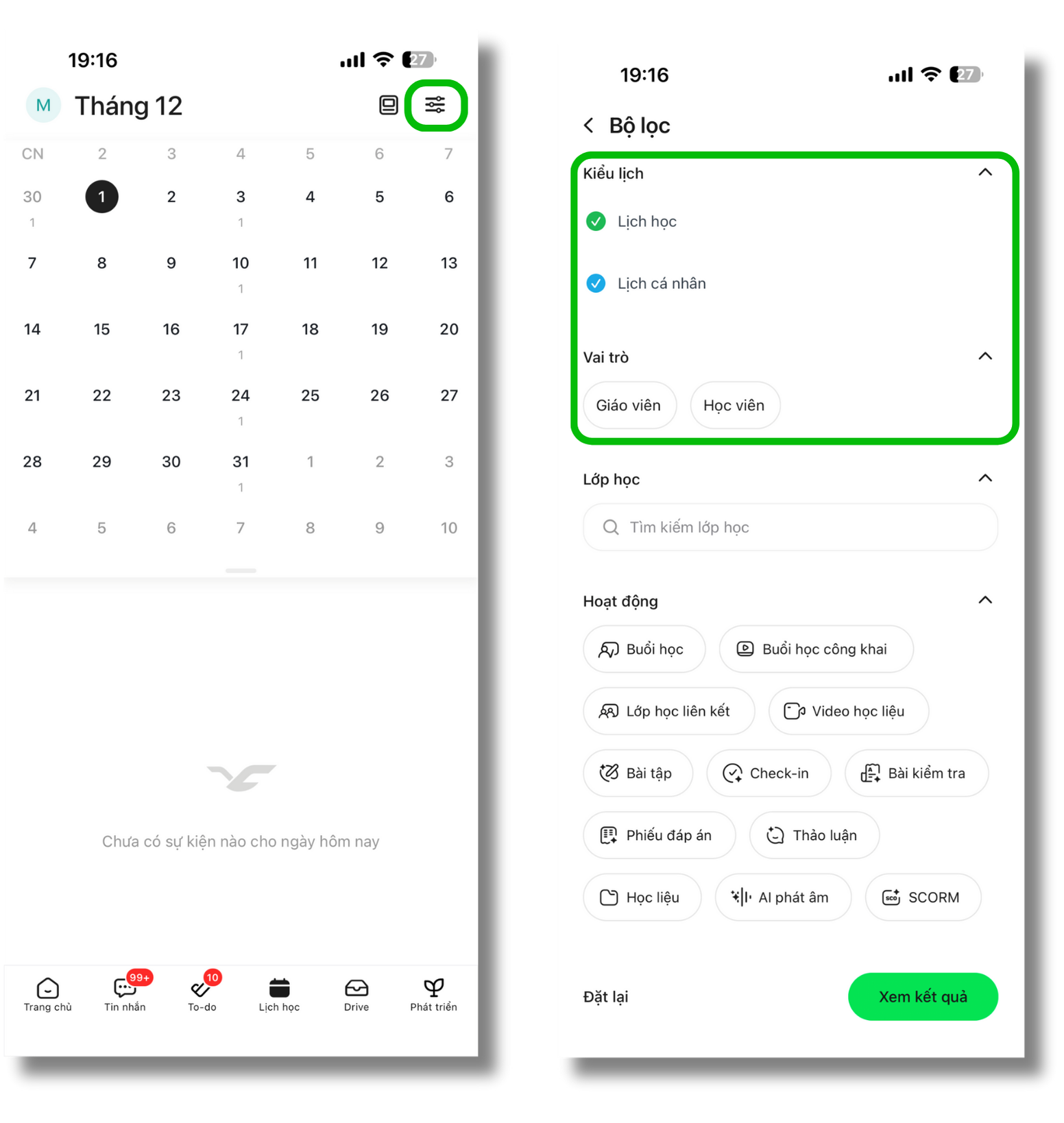 Xem lịch học ClassIn trên điện thoại bước 2
