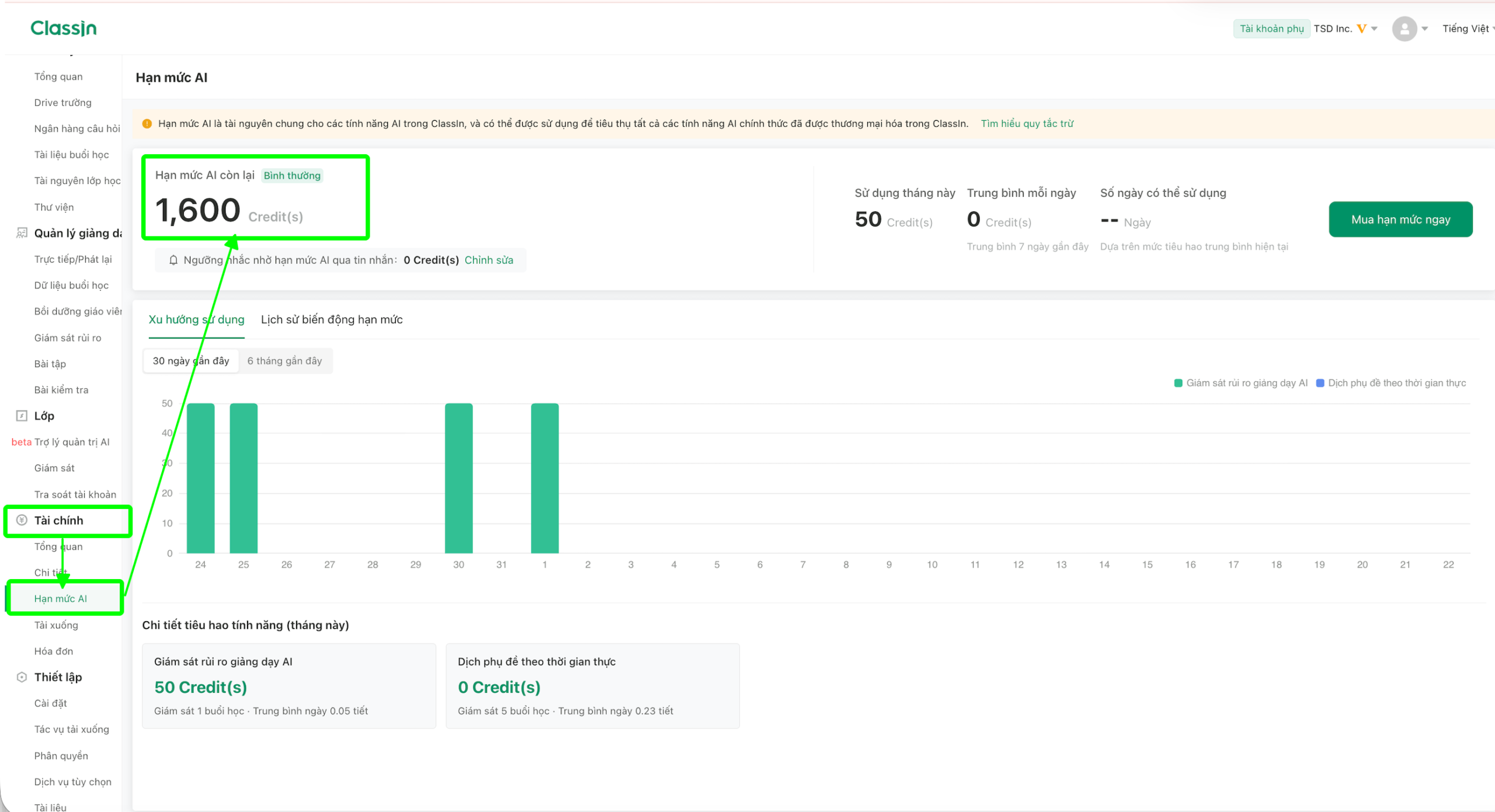 Quản lý buổi học với AI Giám sát rủi ro (AI Risk Monitoring) 8 credit scaled